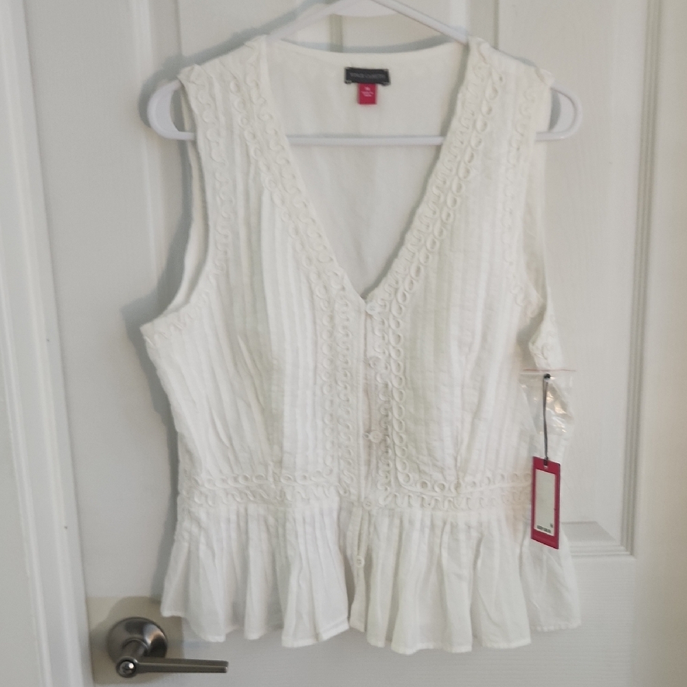 Vince Camuto Pleated Peplum Hem Blouse